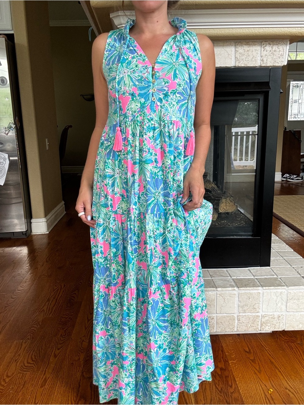 Lilly Pulitzer Malone Tassel Maxi Dress XXS Resort wear Vacation Beach